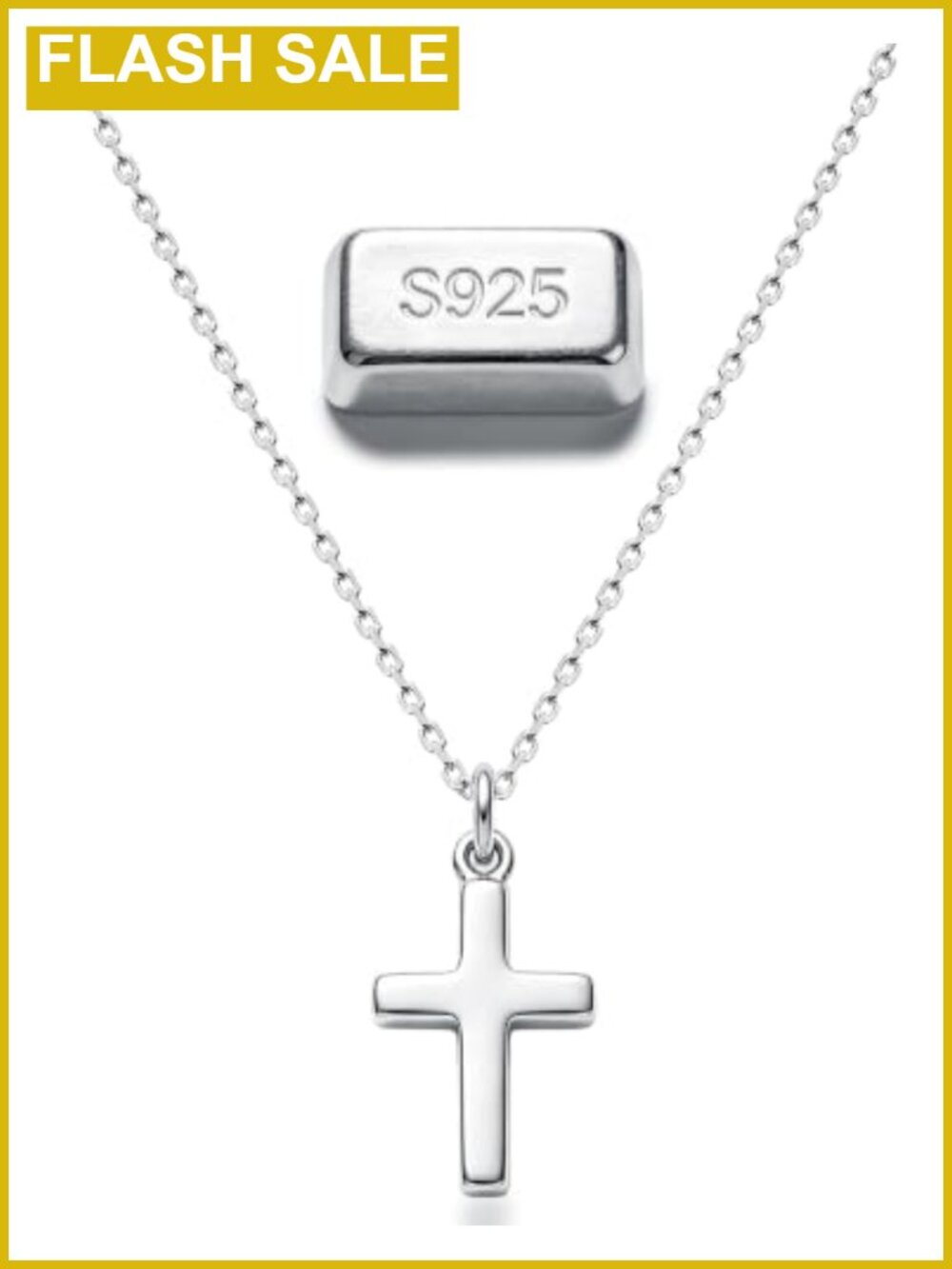 S925 Sterling Silver Tiny Cross Pendant Necklace Dainty Chain Women Gift